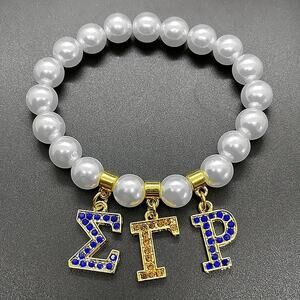 Sigma Gamma Rho Bracelet‎ White &  Gold with Pendant Logo